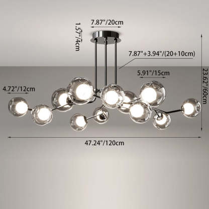 Scandinavian Dome Orb Branch Iron Glass Chandelier