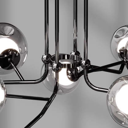Scandinavian Dome Orb Branch Iron Glass Chandelier