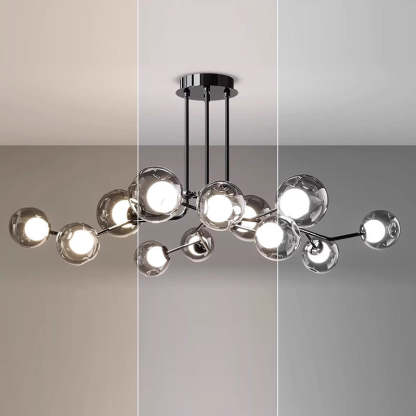 Scandinavian Dome Orb Branch Iron Glass Chandelier