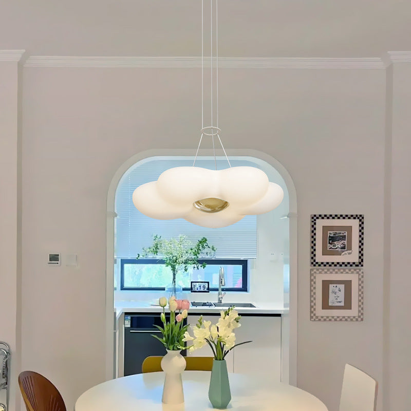 Nordic Dome Cream Flower Iron LED Chandelier