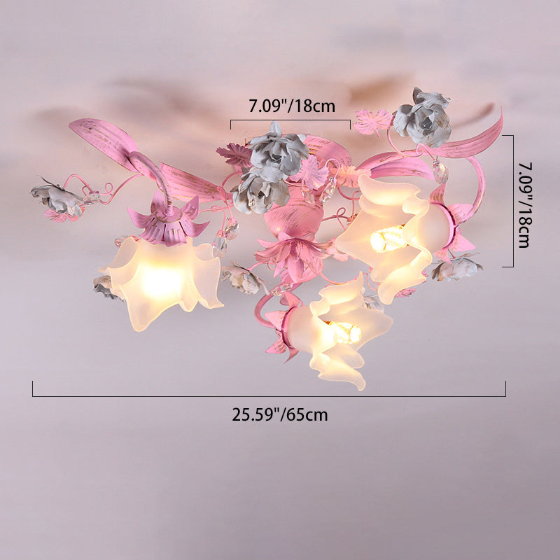 Nordic Glass Branch Flower 3-Light Ceiling Light