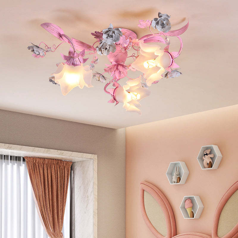 Nordic Glass Branch Flower 3-Light Ceiling Light