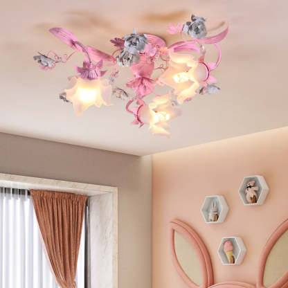 Nordic Glass Branch Flower 3-Light Ceiling Light