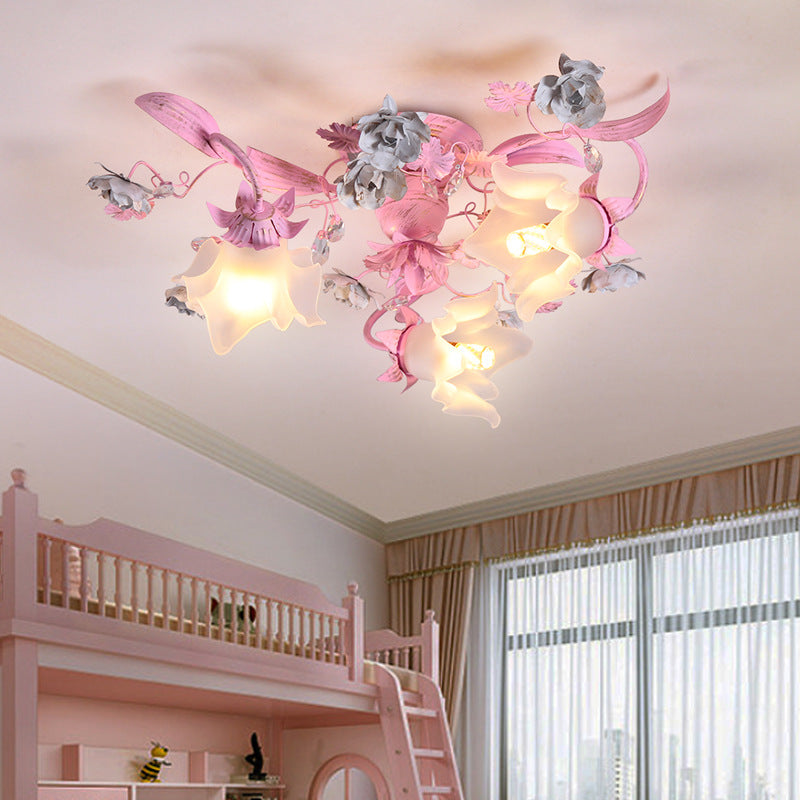 Nordic Glass Branch Flower 3-Light Ceiling Light