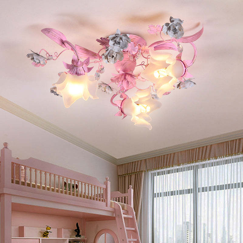 Nordic Glass Branch Flower 3-Light Ceiling Light