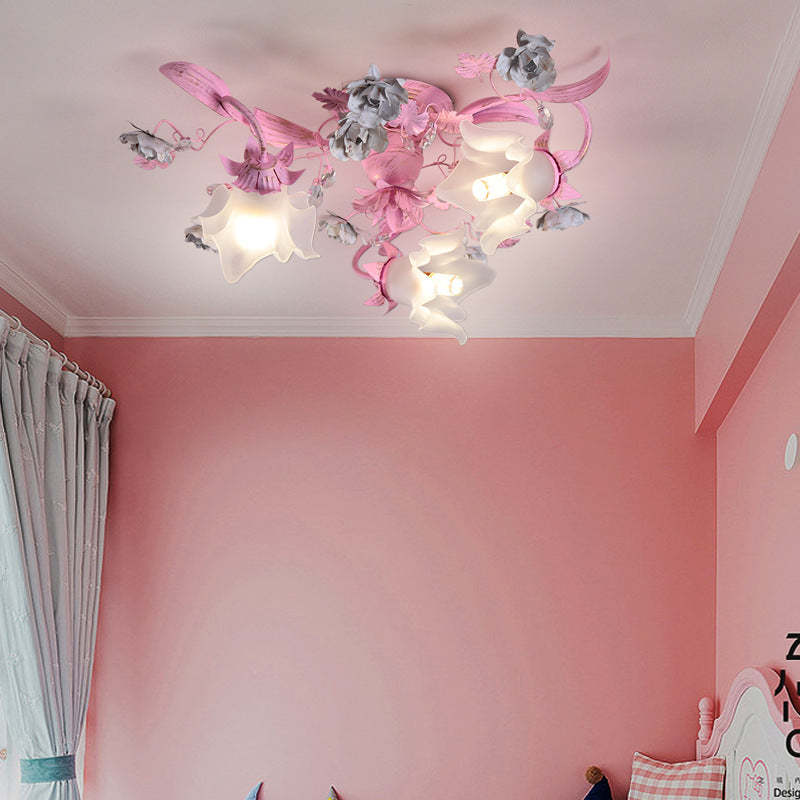 Nordic Glass Branch Flower 3-Light Ceiling Light