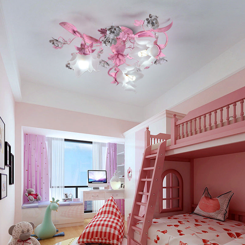 Nordic Glass Branch Flower 3-Light Ceiling Light