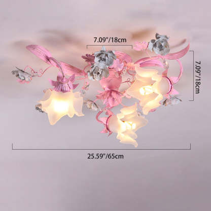 Nordic Glass Branch Flower 3-Light Ceiling Light