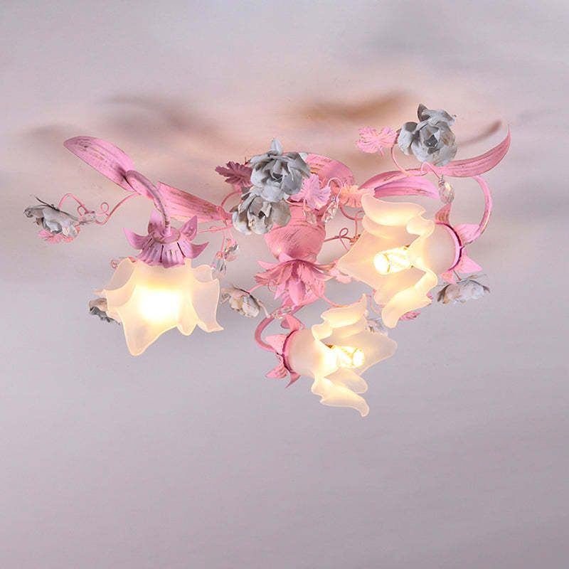 Nordic Glass Branch Flower 3-Light Ceiling Light