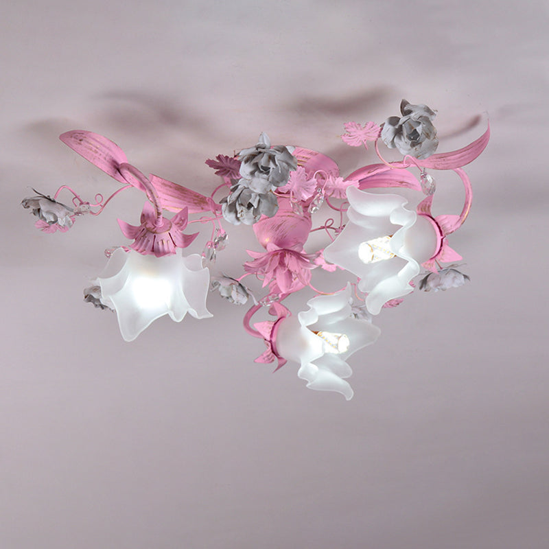 Nordic Glass Branch Flower 3-Light Ceiling Light