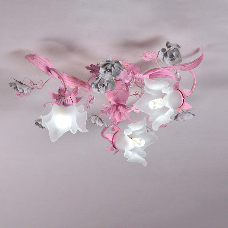 Nordic Glass Branch Flower 3-Light Ceiling Light