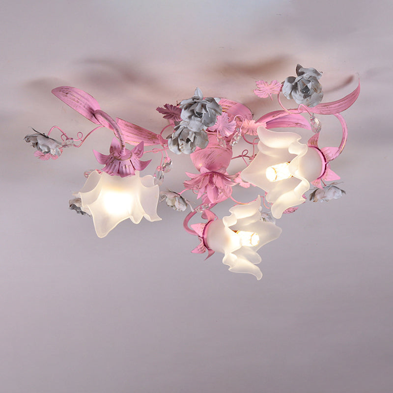 Nordic Glass Branch Flower 3-Light Ceiling Light