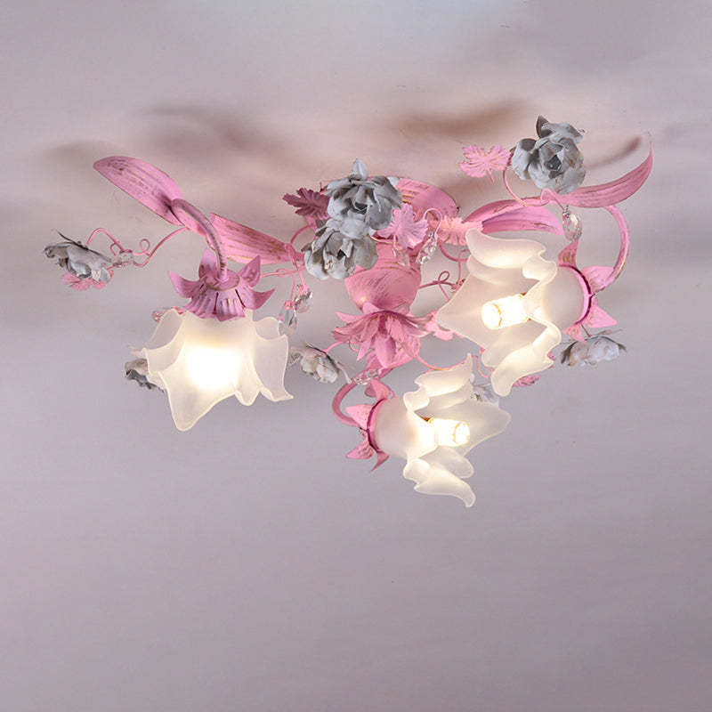 Nordic Glass Branch Flower 3-Light Ceiling Light