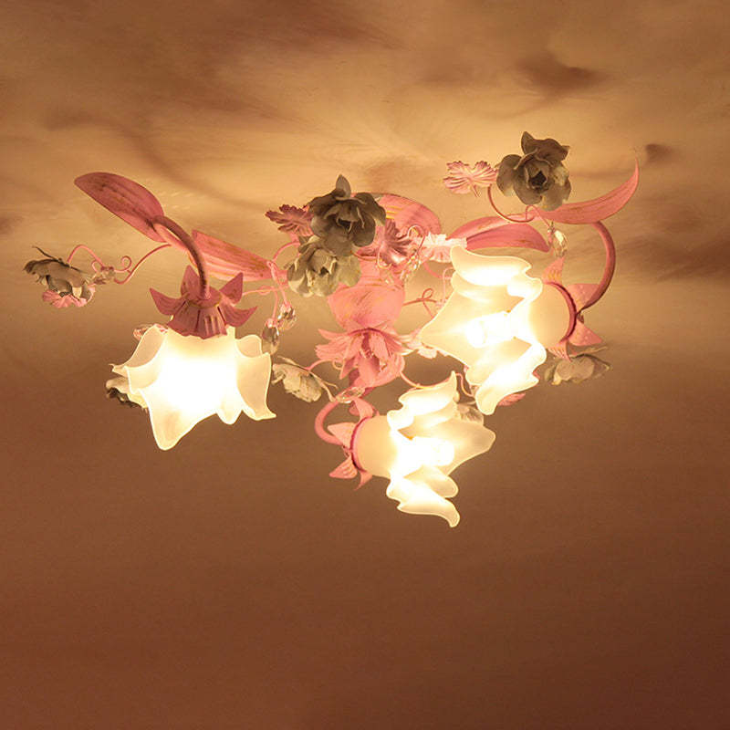 Nordic Glass Branch Flower 3-Light Ceiling Light