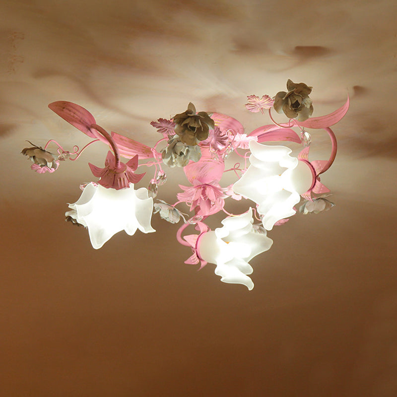 Nordic Glass Branch Flower 3-Light Ceiling Light