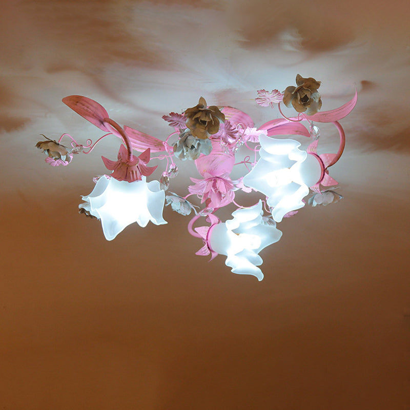 Nordic Glass Branch Flower 3-Light Ceiling Light