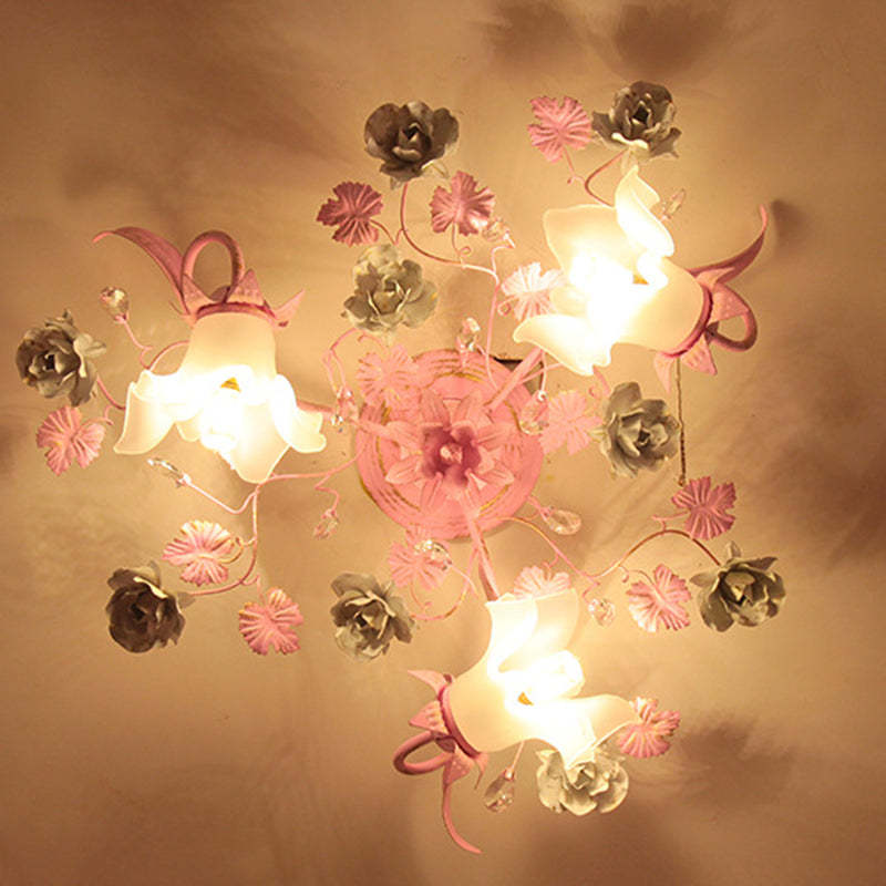 Nordic Glass Branch Flower 3-Light Ceiling Light