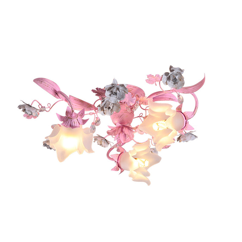 Nordic Glass Branch Flower 3-Light Ceiling Light