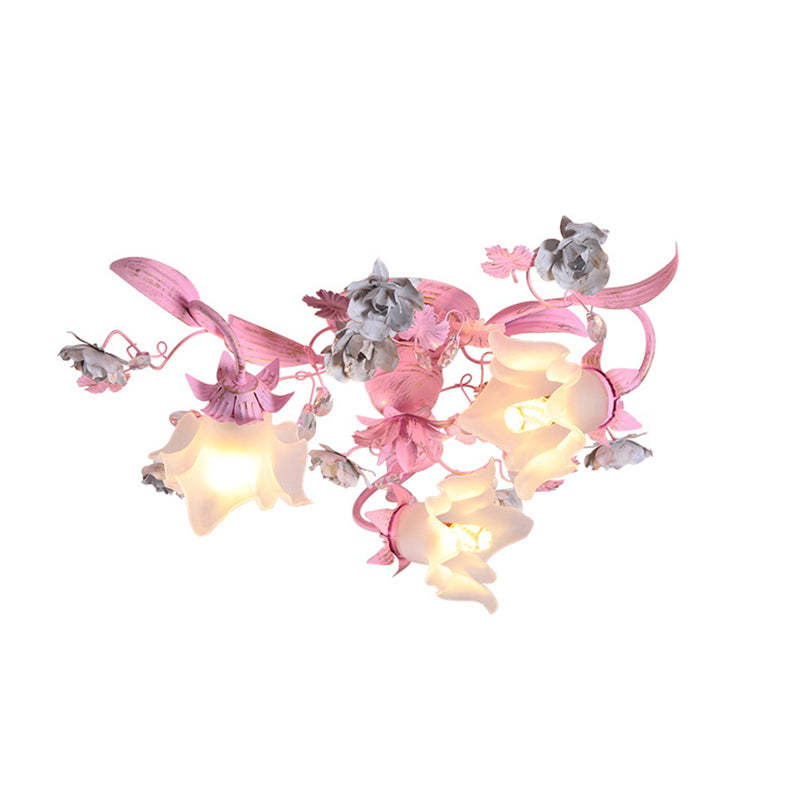 Nordic Glass Branch Flower 3-Light Ceiling Light