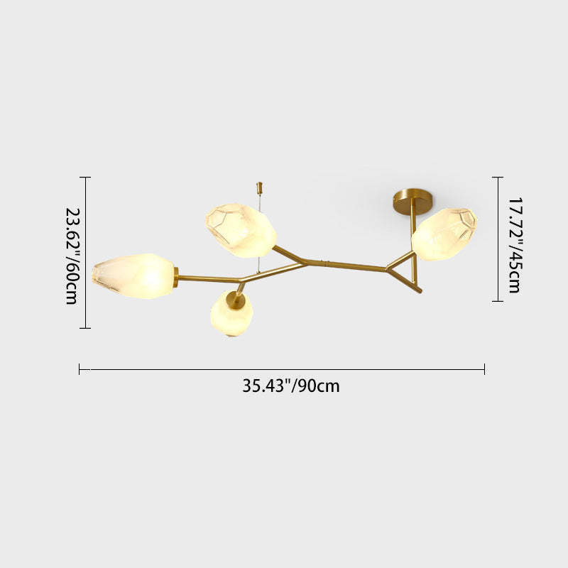 Scandinavian Glass Branch Bud Ceiling Light
