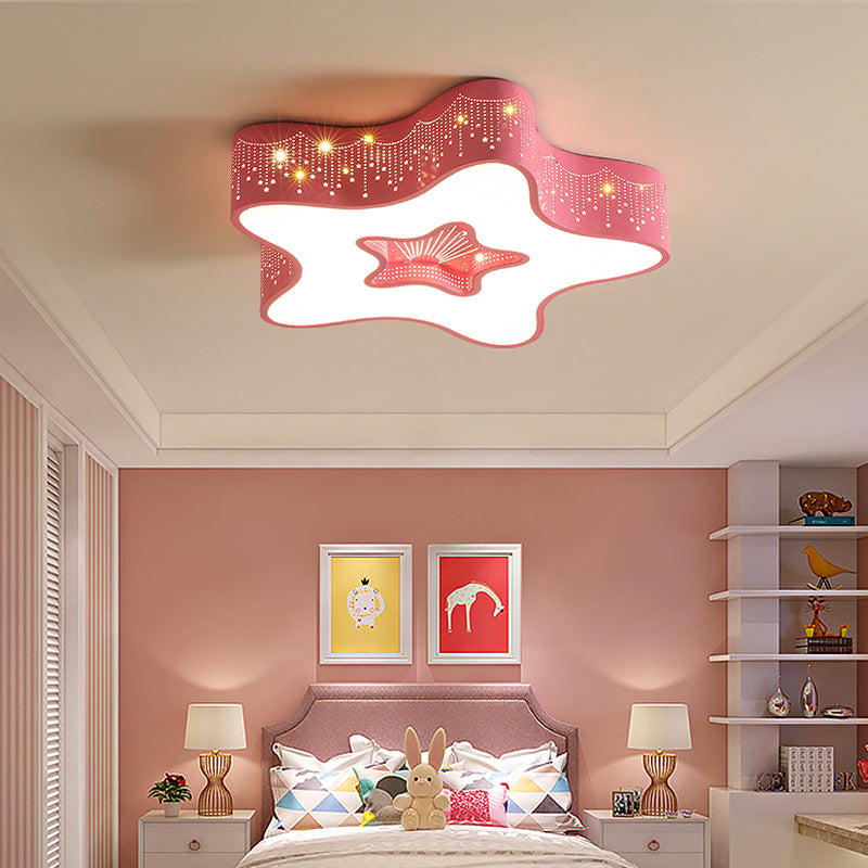 Contemporary Pentagram Iron Acrylic LED Flush Mount Light