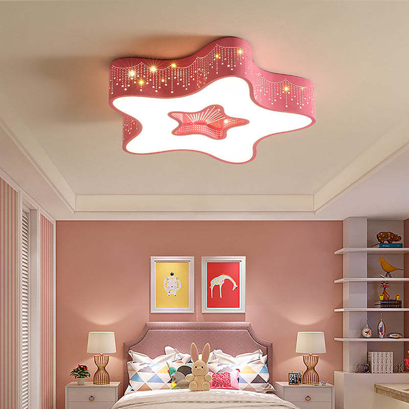 Contemporary Pentagram Iron Acrylic LED Flush Mount Light