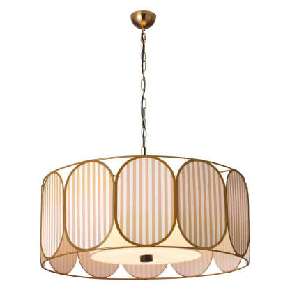 French Striped Floral Fabric Chandelier