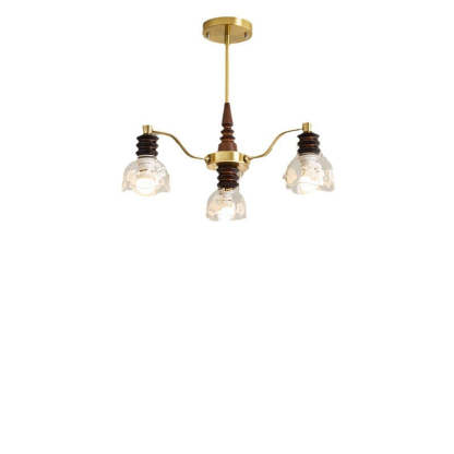 French Semicircle Rubber Wood Iron Glass Chandelier