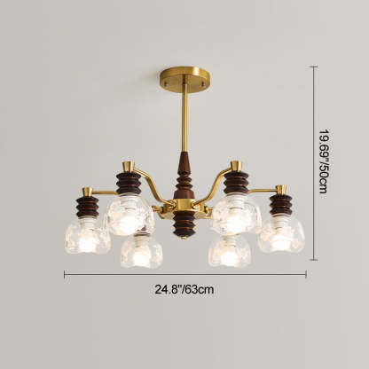 French Semicircle Rubber Wood Iron Glass Chandelier — A - 6 / 110V-120V For US/CA