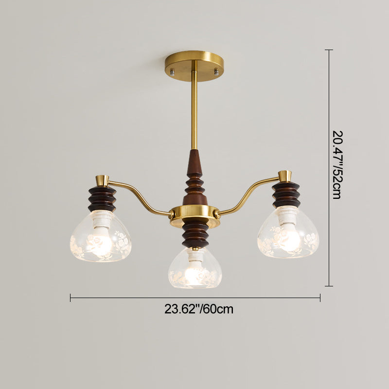 French Semicircle Rubber Wood Iron Glass Chandelier — B - 6 / 110V-120V For US/CA