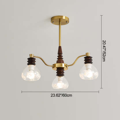 French Semicircle Rubber Wood Iron Glass Chandelier — B - 6 / 110V-120V For US/CA