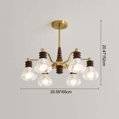 French Semicircle Rubber Wood Iron Glass Chandelier — B - 6 / 220V-240V For UK/AU