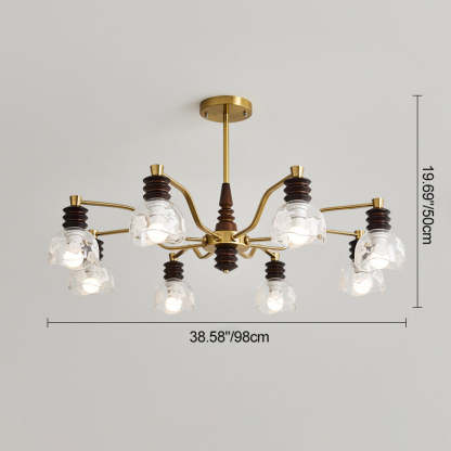 French Semicircle Rubber Wood Iron Glass Chandelier — A - 6 / 220V-240V For UK/AU