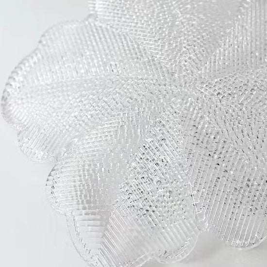 French Snowflake Glass Iron Semi-Flush Ceiling Light