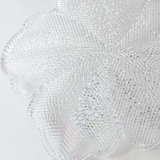 French Snowflake Glass Iron Semi-Flush Ceiling Light