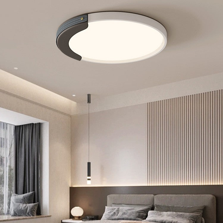 Minimalist Round Splicing LLDPE LED Flush Mount Light — White + Dark Blue / Infinitely Dimmable / 110V-120V For US/CA