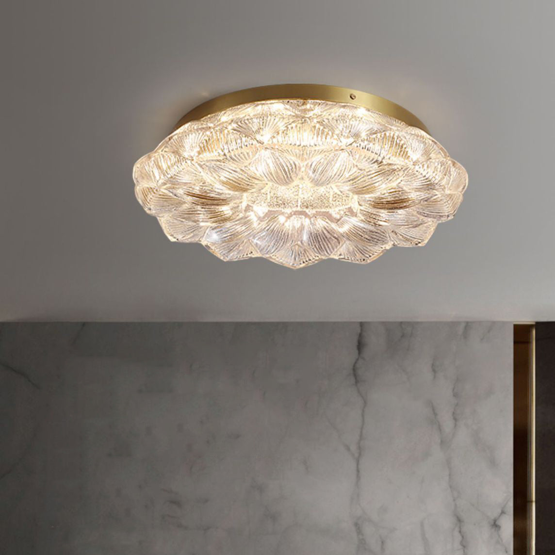 Contemporary Stainless Steel Lotus Ceiling Light