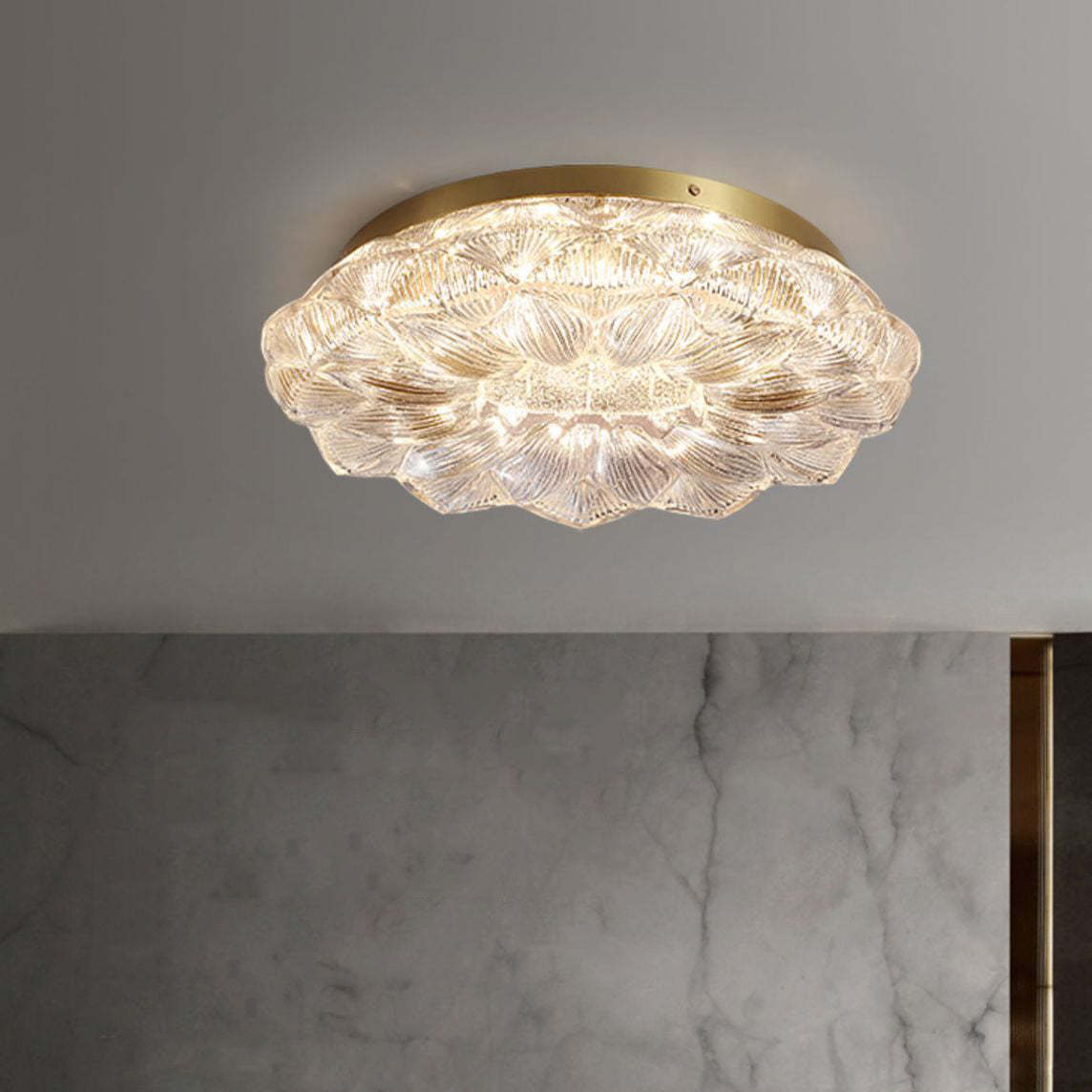 Contemporary Stainless Steel Lotus Ceiling Light