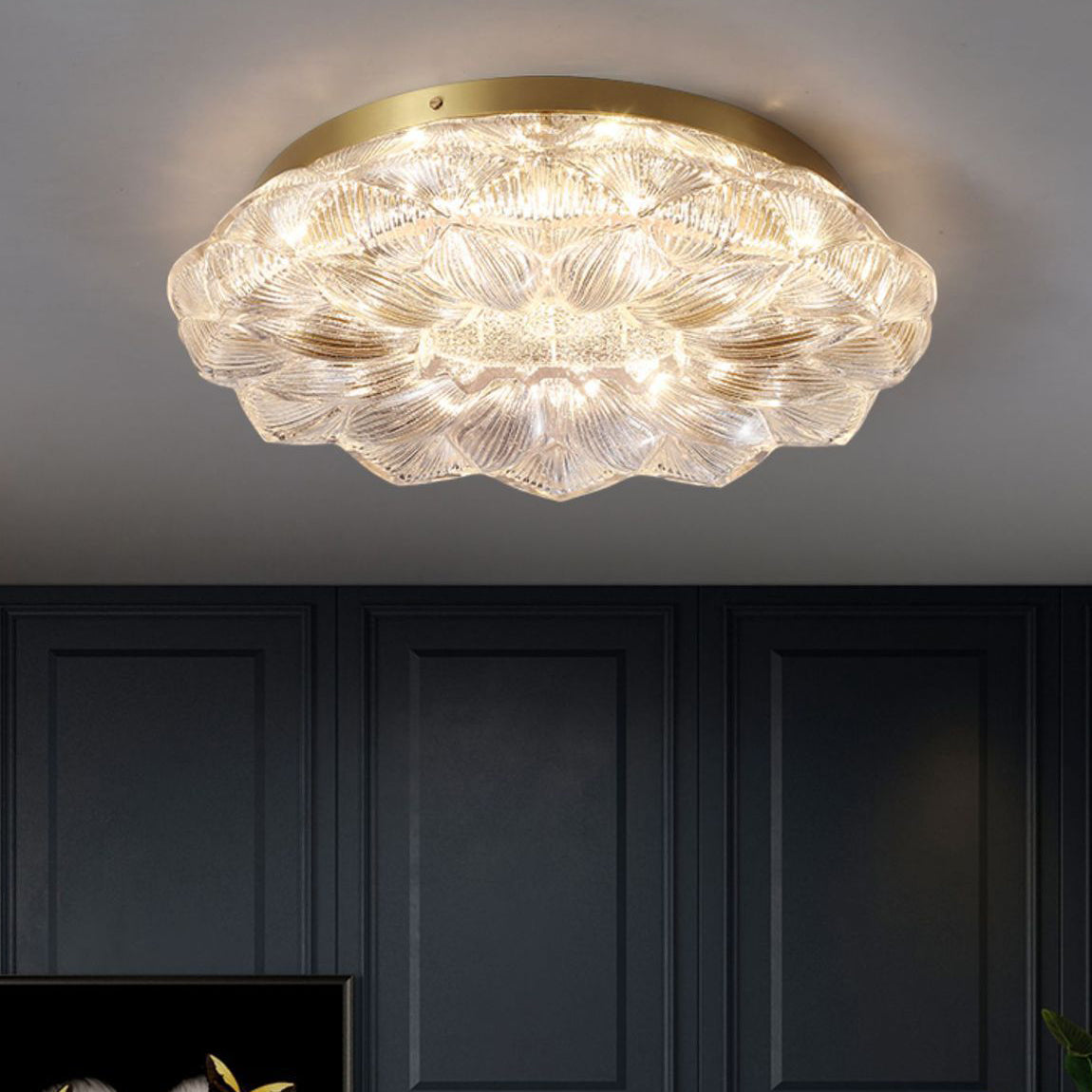 Contemporary Stainless Steel Lotus Ceiling Light