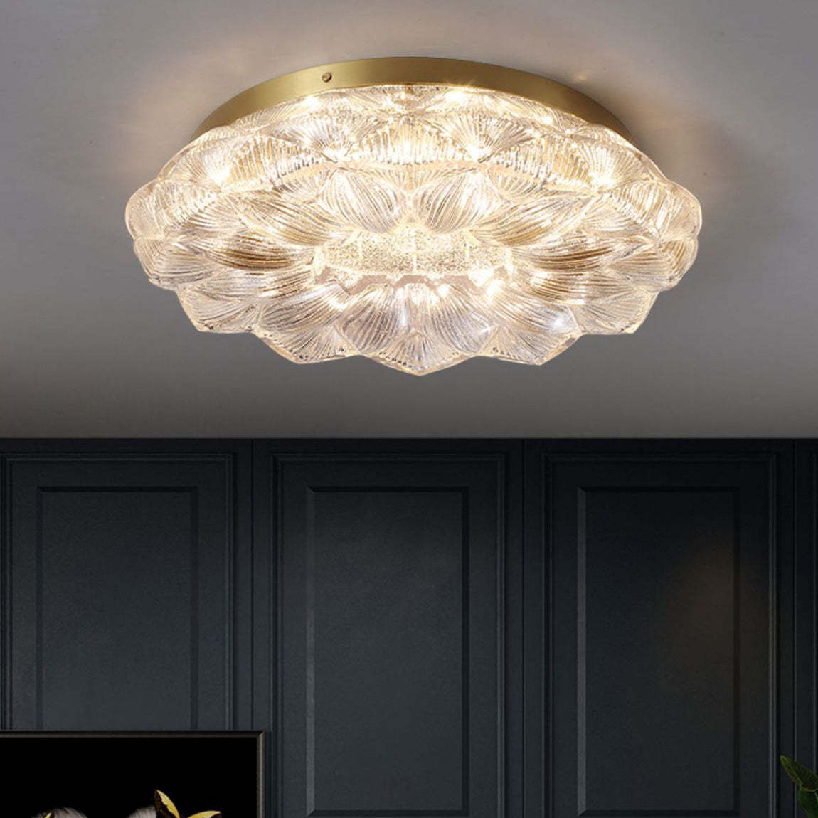 Contemporary Stainless Steel Lotus Ceiling Light