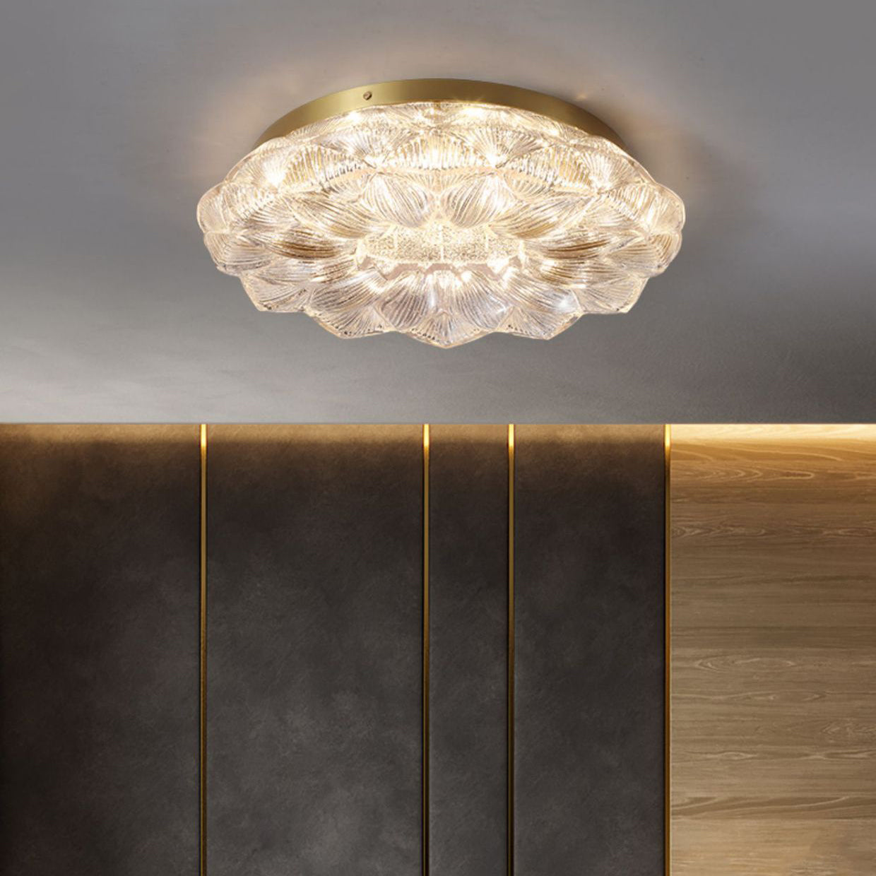 Contemporary Stainless Steel Lotus Ceiling Light