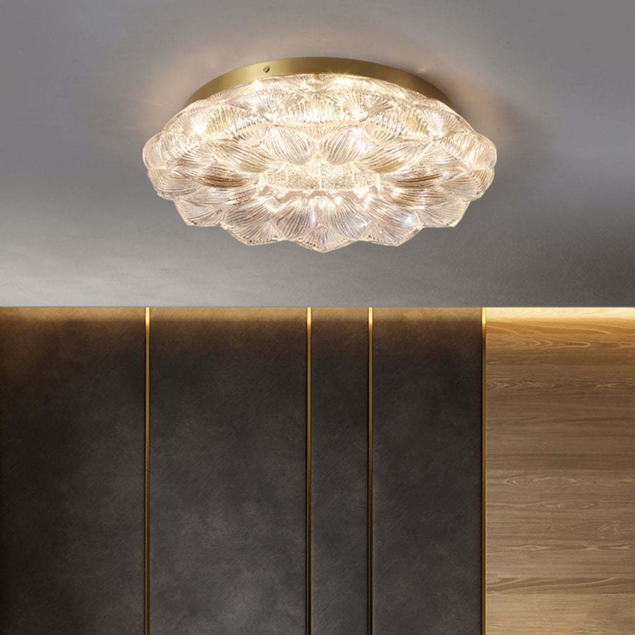 Contemporary Stainless Steel Lotus Ceiling Light