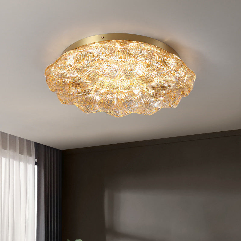 Contemporary Stainless Steel Lotus Ceiling Light