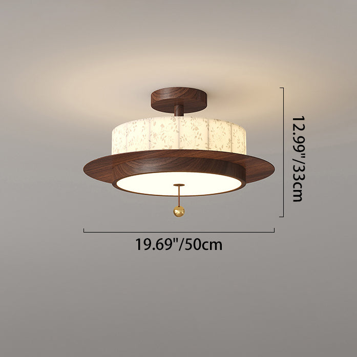 French Iron Floral Cylinder Ceiling Light