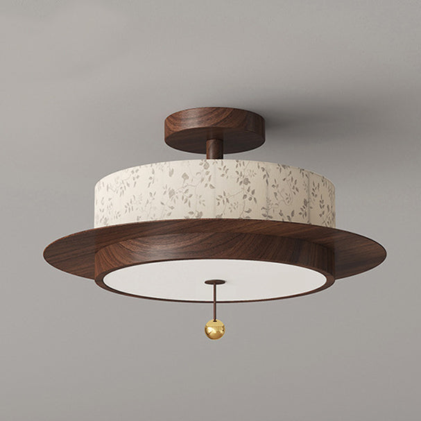French Iron Floral Cylinder Ceiling Light