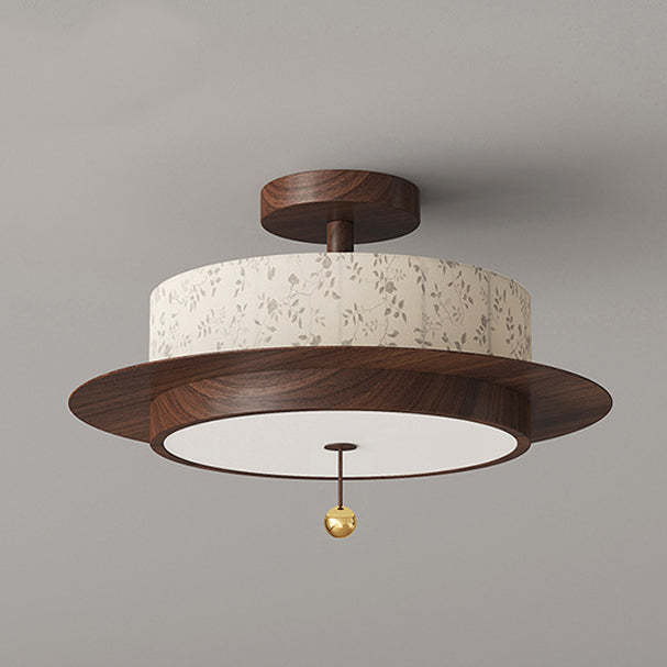 French Iron Floral Cylinder Ceiling Light