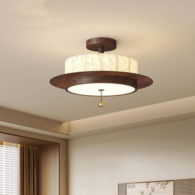 French Iron Floral Cylinder Ceiling Light