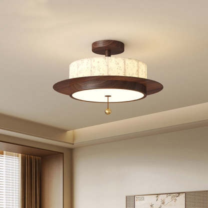 French Iron Floral Cylinder Ceiling Light