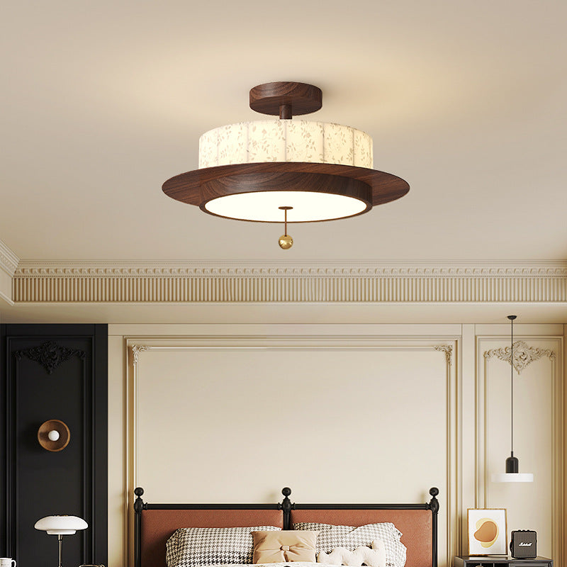 French Iron Floral Cylinder Ceiling Light