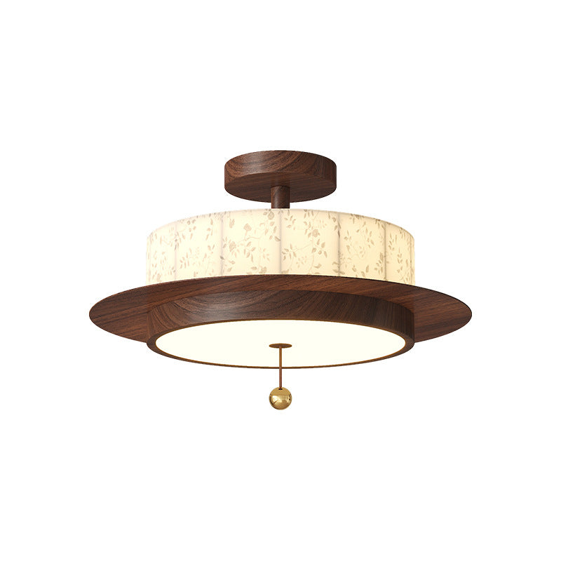 French Iron Floral Cylinder Ceiling Light